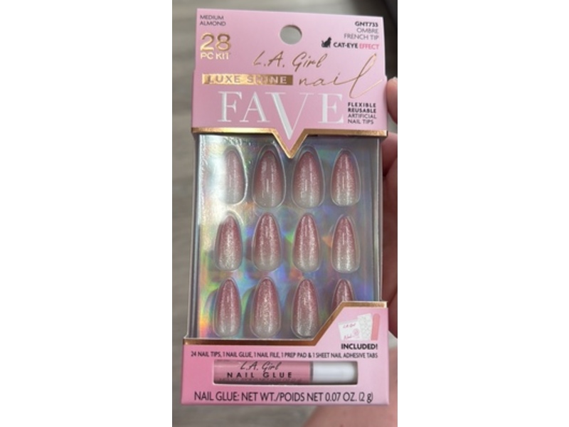L.A. Girl Luxe Shine Fave Nail Tips Kit, Ombre French GNT733, 28 Count