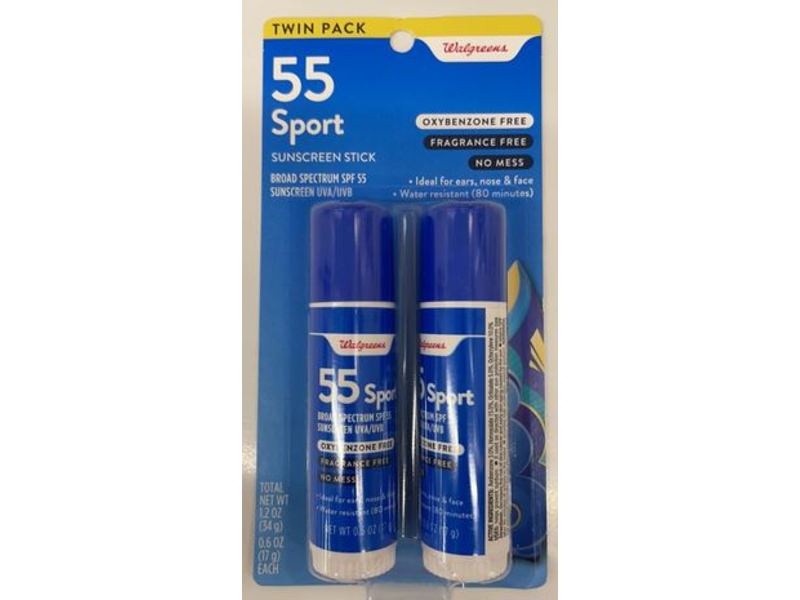 Walgreens 55 Sport Sunscreen Stick, Fragrance Free, 0.6 oz/ 17 g