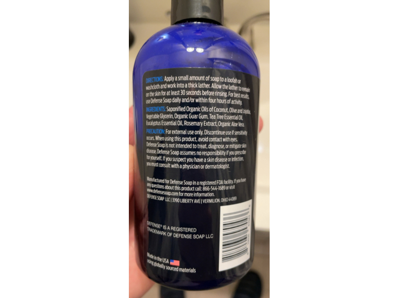 Defense Shower Gel, Natural Tea Tree & Eucalyptus, 12 oz