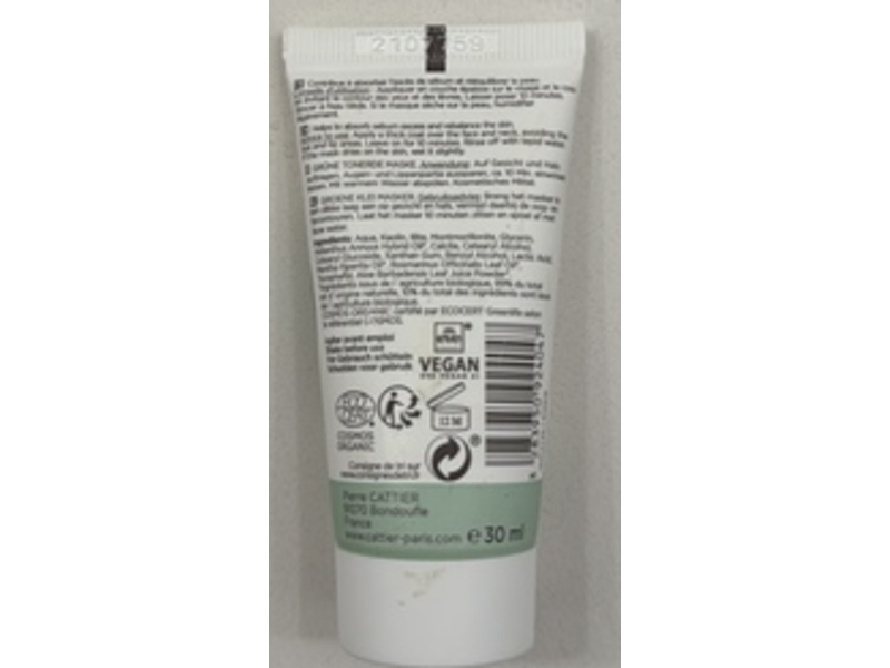 Cattier Green Clay Mask, Peppermint, 30 mL