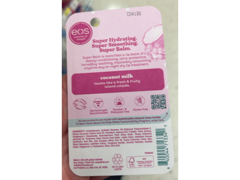 Eos Moisture Super Balm, Coconut Milk, 0.35 fl oz/10 mL