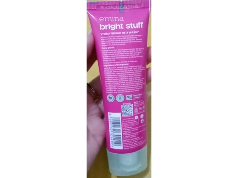 Emina Bright Stuff Brightening Facial Cleanser, Niacinamide Oxy Ceramide, 50 mL