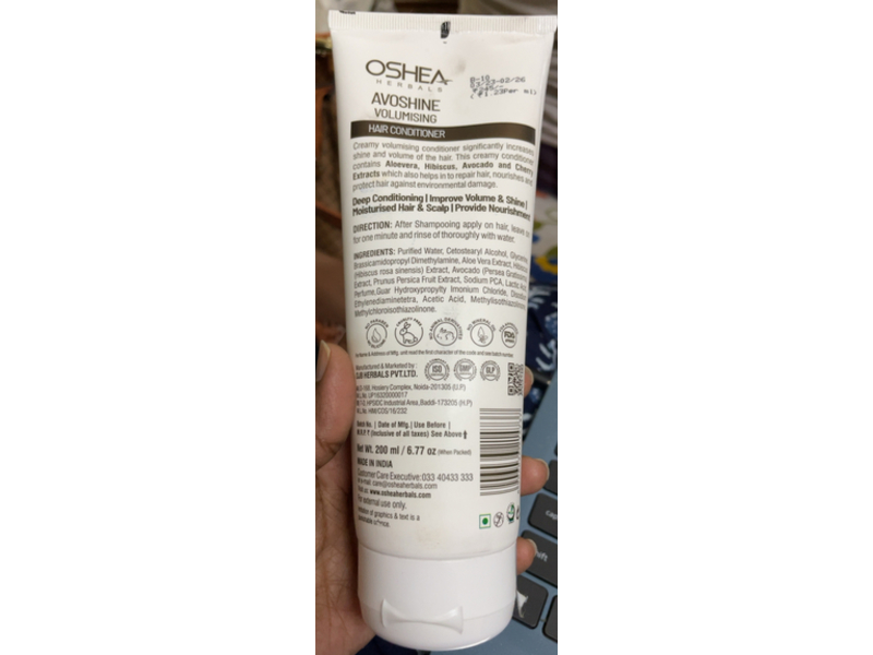 Oshea Herbals Avoshine Hair Conditioner, Avocado & Cherry Extracts, 6.77 fl oz/200 mL