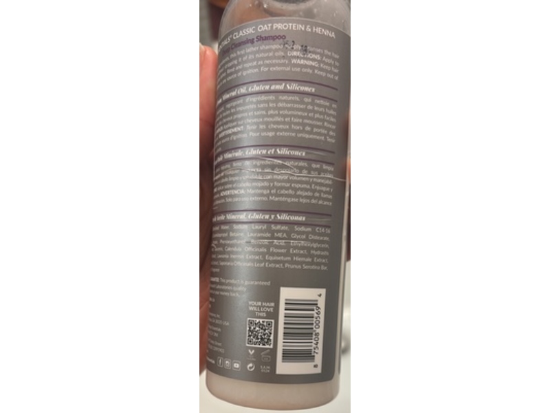 Design Essentials Deep Cleansing Shampoo, Oat Protein & Henna, 12 fl oz/355 mL