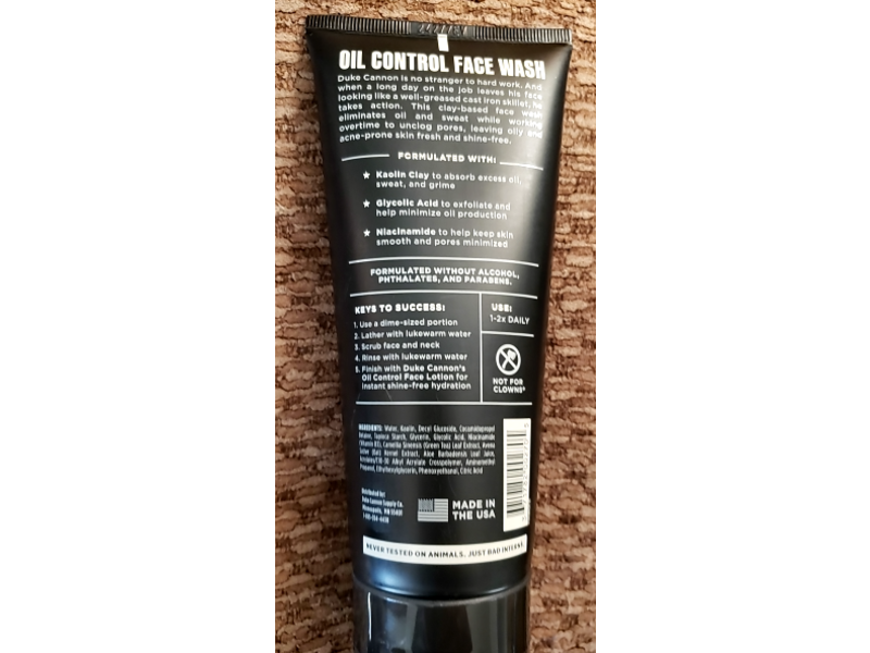 Duke Cannon Oil Control Face Wash, 6 fl oz/177 mL