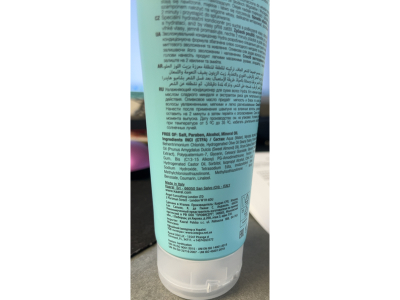 Kaaral Purify Hydra Moisturizing Conditioner, Almond Oil, 8.45 fl oz/250 mL