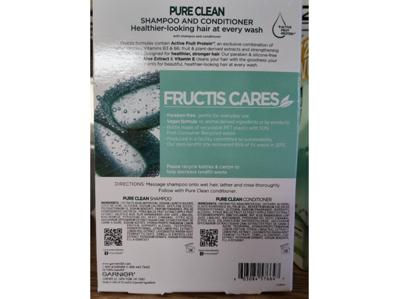 Garnier Fructis Fortifying Shampoo, Hydrating Conditioner, 12.5 fl oz/370 mL, 12 fl oz/354 mL