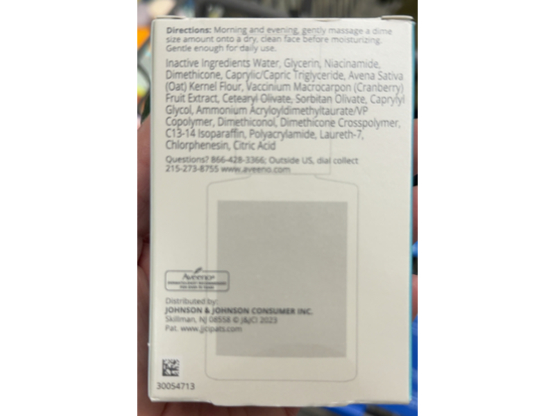 Aveeno Calm + Restore Sensitive Skin Age Renewal Serum, Oat + Cranberry, 1.0 fl oz/29 mL