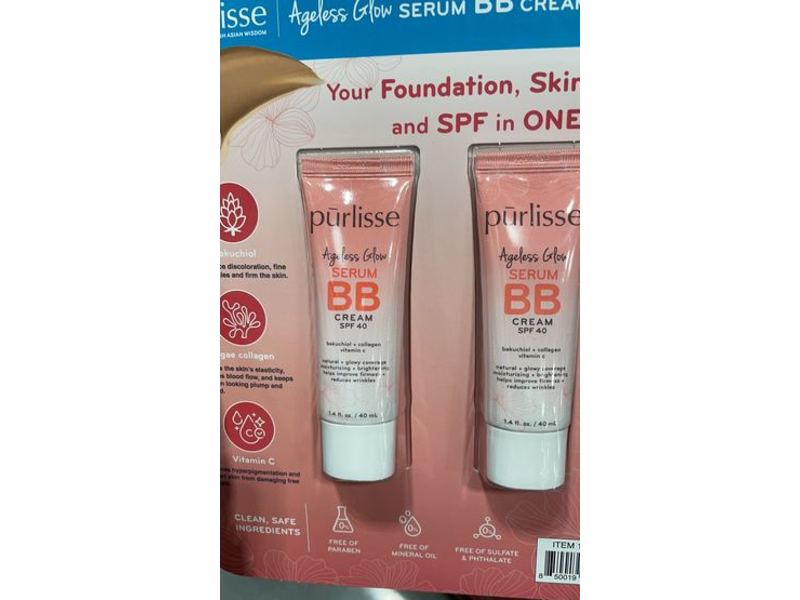 Purlisse Ageless Glow Serum Bb Cream, SPF 40, 1.4 fl oz/40 mL