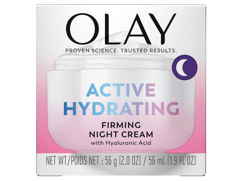 Olay Active Hydrating Firming Night Cream, Hyaluronic Acid, 1.9 fl oz.56 mL