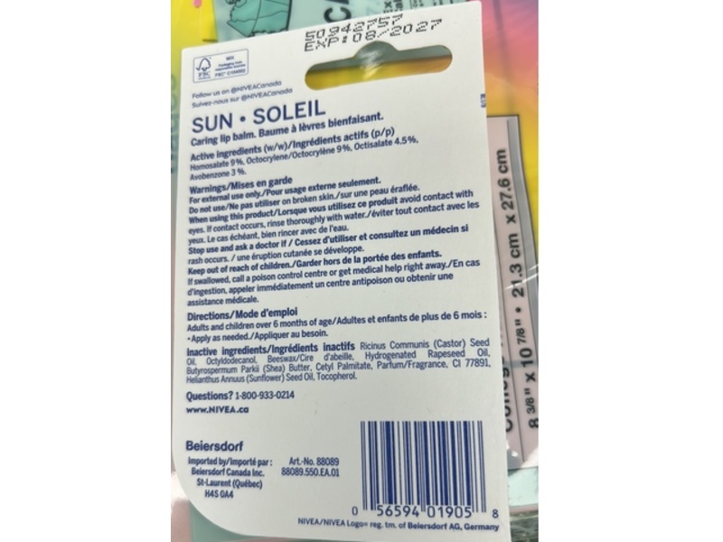 Nivea Sun Protection Lip Balm Stick, SPF 30, 4.8 g, Pack Of 2
