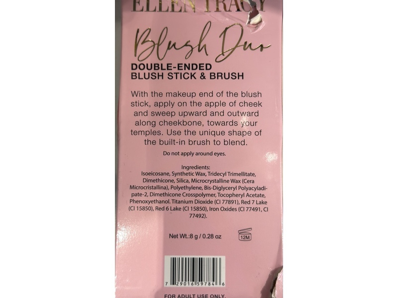 Ellen Tracy Blush Duo Double-Ended Blush Stick & Brush, 0.28 oz/8 g