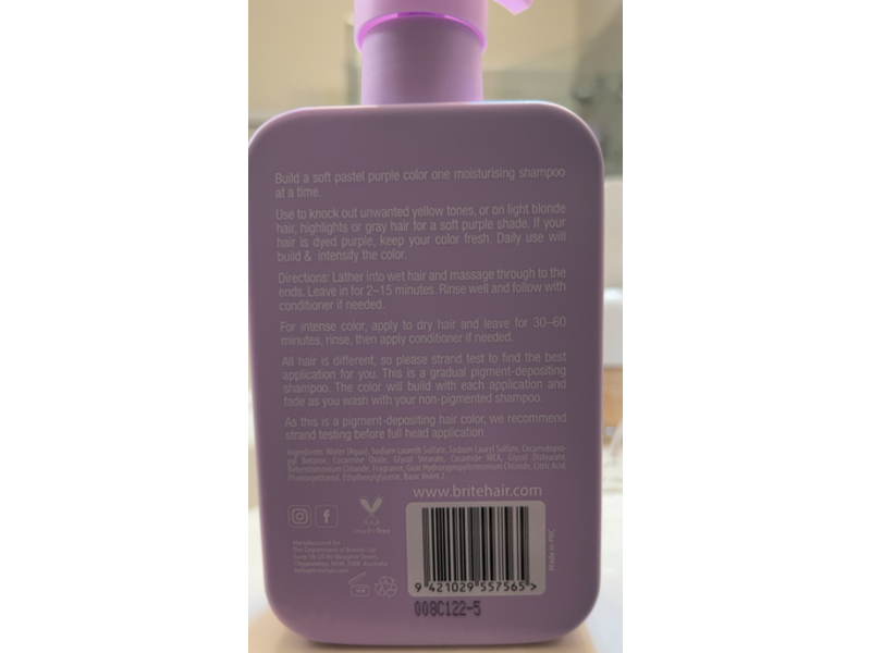 Brite Shampoo Color, Pastel Purple, 10.14 fl oz/300 mL