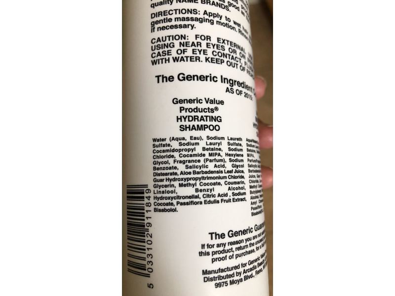 Generic Value Products Hydrating Shampoo, 16 fl oz/473 mL