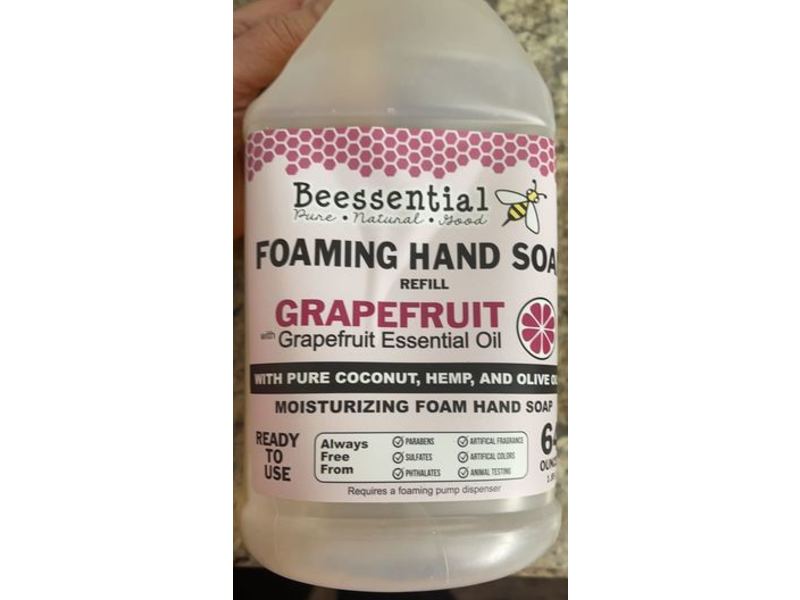Beessential Moisturizing Foaming Hand Soap Refill, Grapefruit, 64 oz/1.89 L
