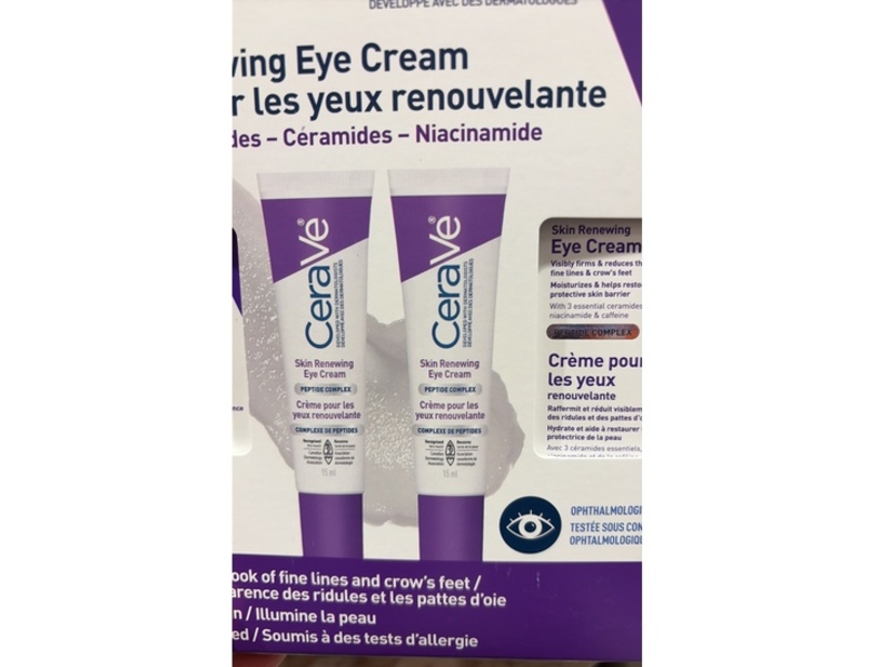 CeraVe Skin Renewing Eye Cream, 0.5 fl oz/15 mL, Pack Of 2