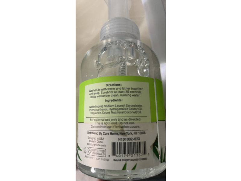 Core Supply Co Foaming Hand Soap, Island Coconut, 16.9 fl oz/500 mL