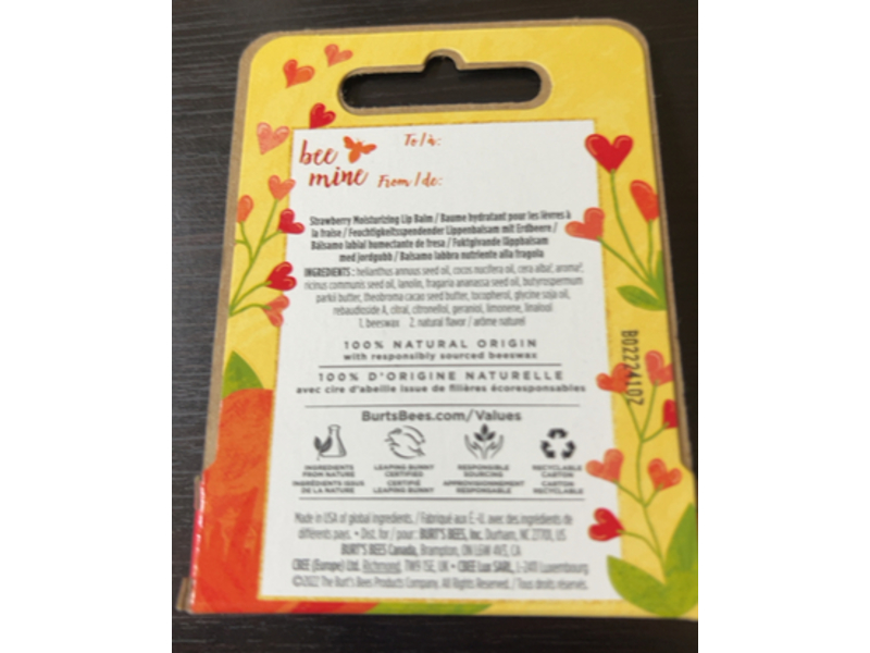 Burt's Bees Moisturizing Lip Balm, Strawberry, 0.15oz/4.25g