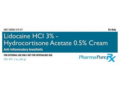 Lidocaine HCI 3% - Hydrocortisone Acetate 0.5% cream, 3 oz/85 g, Pharma PureRx (Rx)