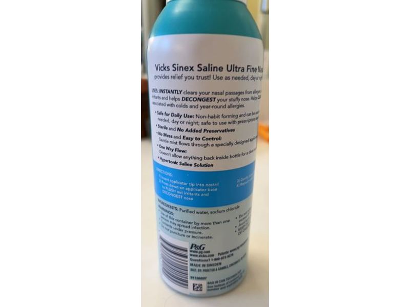 Vicks Sinex Ultra Fine Nasal Mist, Saline, 5.0 oz