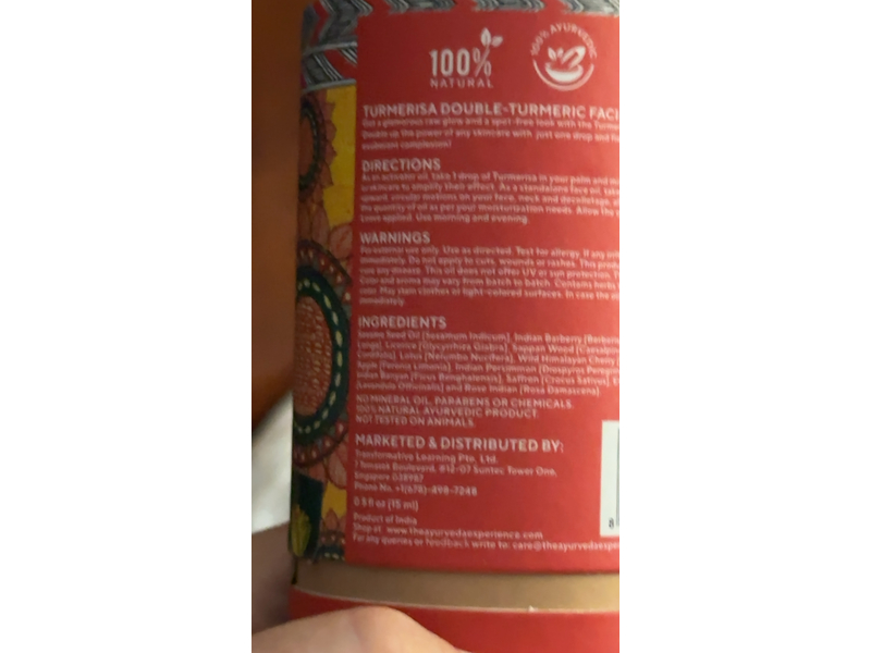 Iyura Turmerisa Double Turmeric Facial Essence, 0.5 fl oz/15 mL