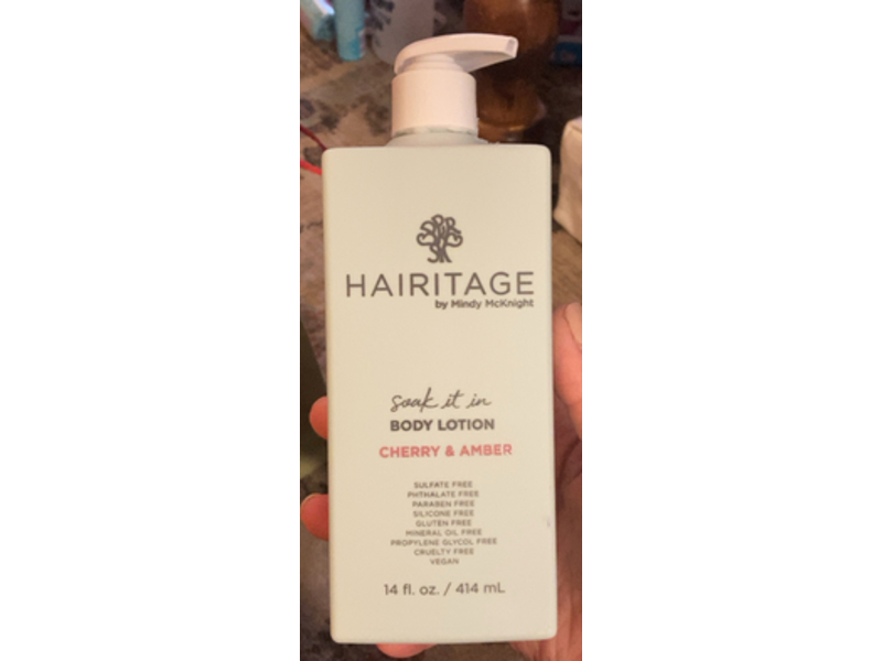 Hairitage By Mindy McKnight Soak It It Body Lotion, Cherry & Amber, 14 fl oz/414 mL