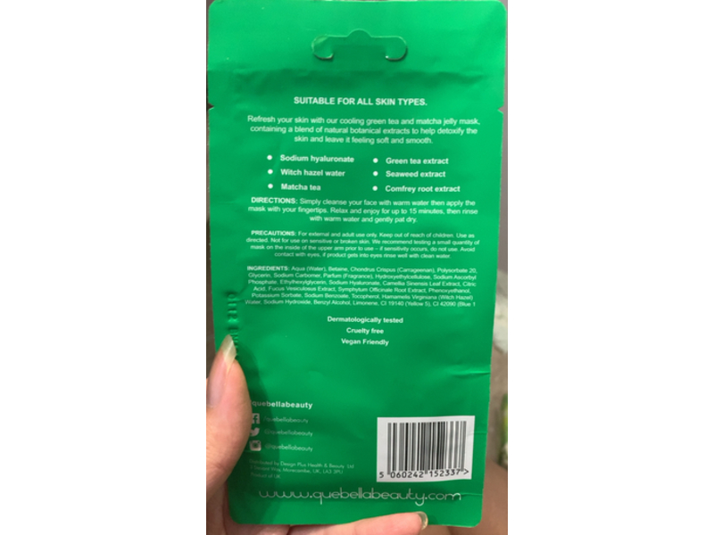 Que Bella Professional Detoxifying Face Mask, Green Tea Jelly, 0.5 oz/15 g