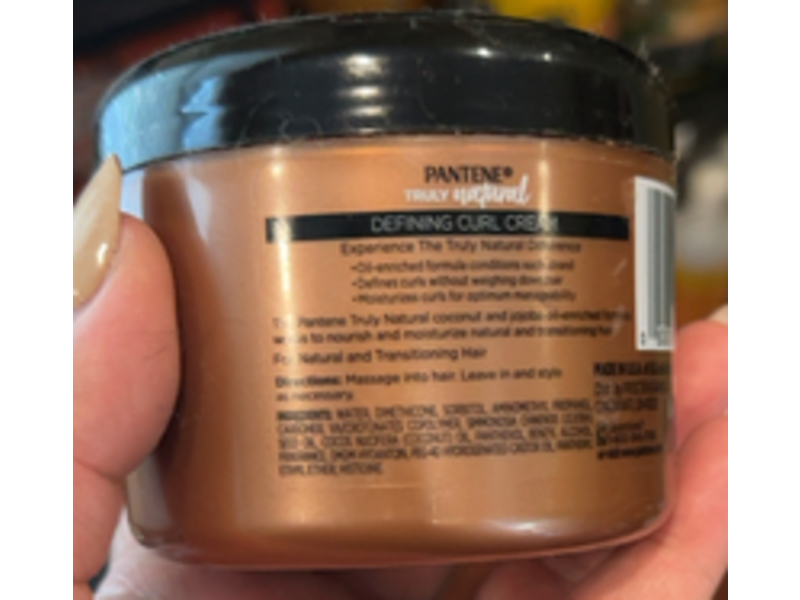 Pantene Truly Natural Defining Curl Cream, Coconut & Jojoba, 7.6 fl oz/225 mL