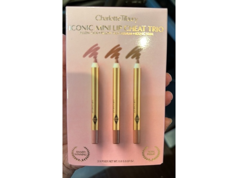 Charlotte Tilbury Iconic Mini Lip Cheat Lip Liner Trio, Pillow Talk + Pillow Talk Medium + Iconic Nude, 0.02 oz/0.8 g