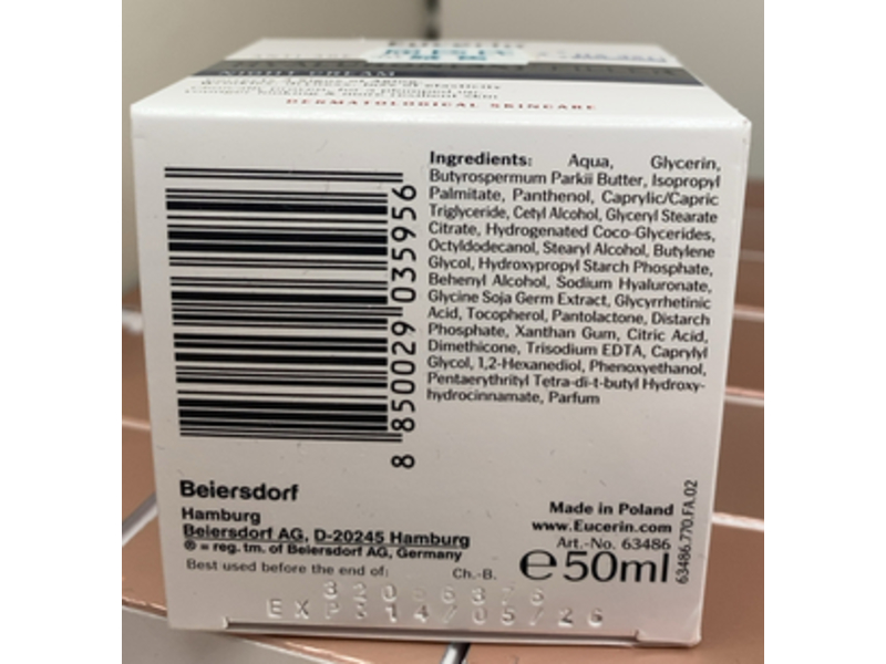 Eucerin Anti Age Night Cream, Hyaluron 3x+ Filler, 50 mL