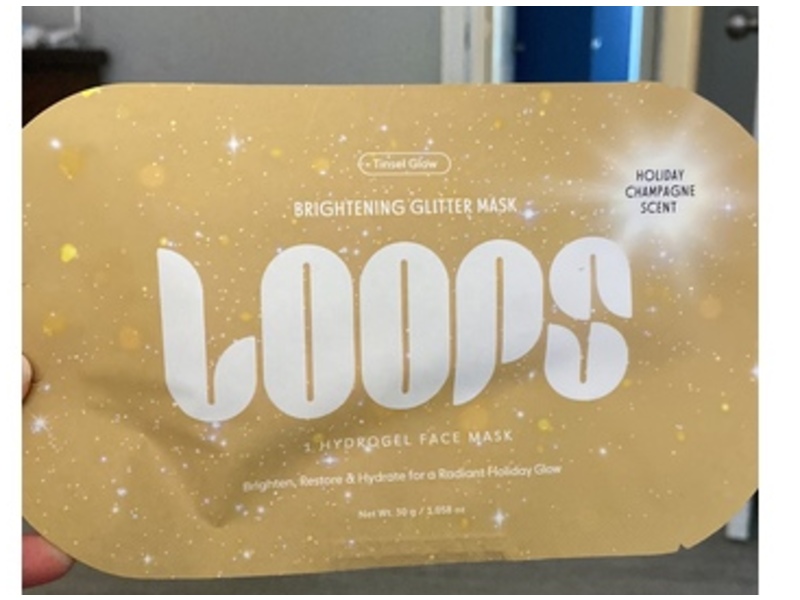 Loops Brightening Glitter Mask, Holiday Champagne Scent, 1.058 oz/30 g, 1 Count