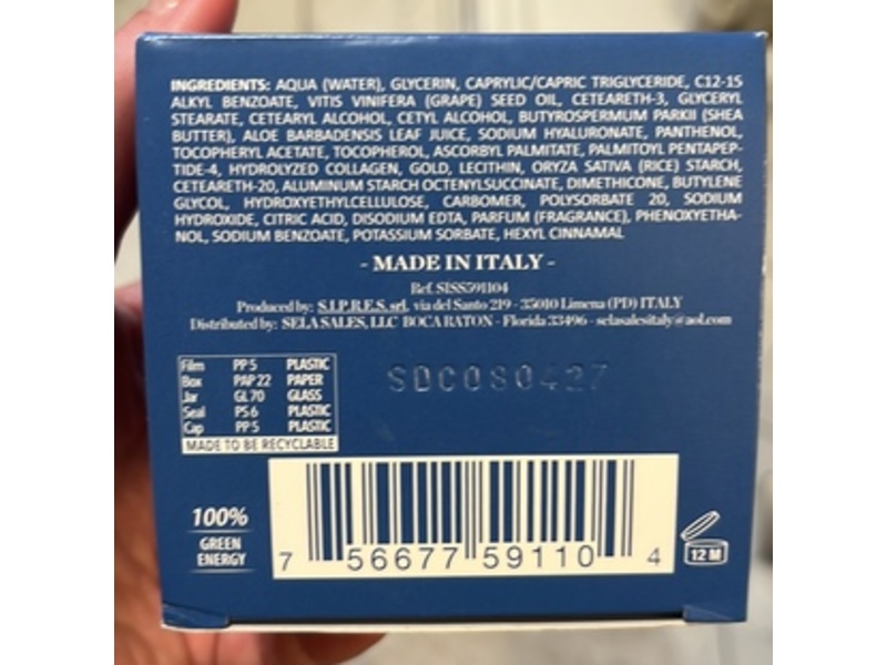 Delfanti Milano Age Defying Night Cream, Hyaluronic Acid, 1.7 fl oz/50 mL