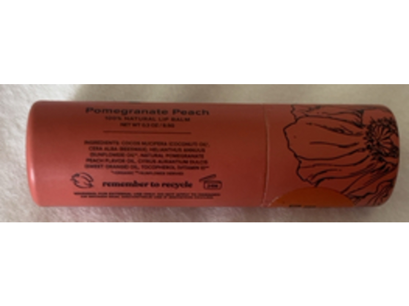 Poppy & Pout Natural Lip Balm, Pomegranate Peach, 0.3 oz/8.5 g
