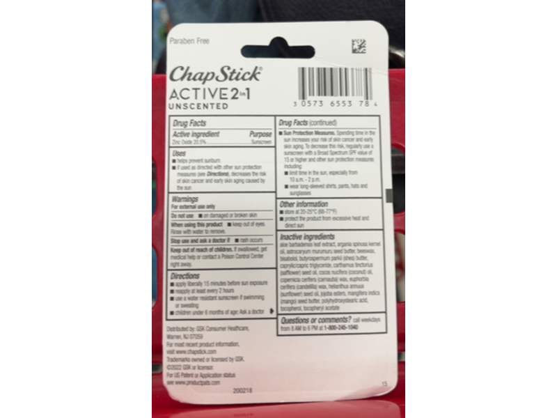 Chapstick Active 2-in-1 Lip Balms, SPF 25, 0.45 oz/5 g 3 Count