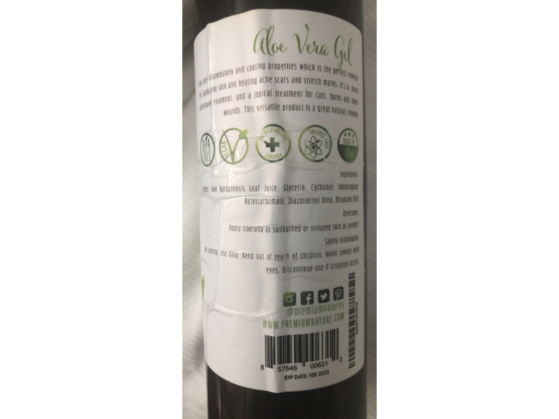 Premium Nature Aloe Vera Gel, 12 oz/354 mL