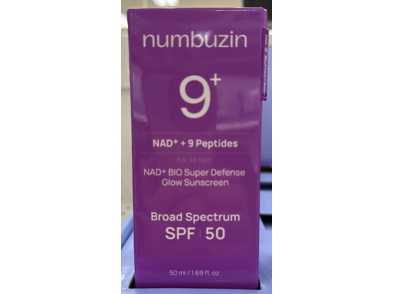 numbuzin NAD+ 9 Peptides Bio Super Defense Glow Sunscreen, SPF 50, 1.69 fl oz/50 mL