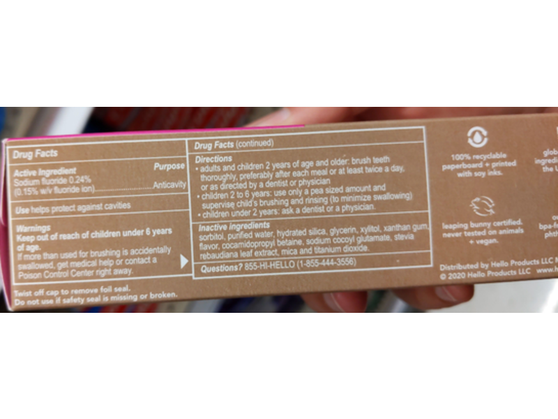 Hello Unicorn Sparkle Fluoride Toothpaste, Bubble Gum, Kids Ages 2+, 4.2 oz/119 g