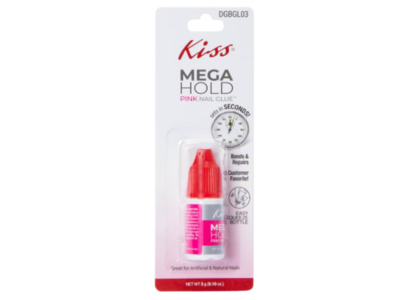 Kiss Mega Hold Nail Glue, Pink, 0.1 oz/3 g