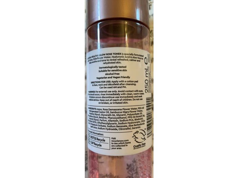 Lacura Healthy Glow Toner with Hyaluronic Acid, Rose & Elderflower, 250 mL