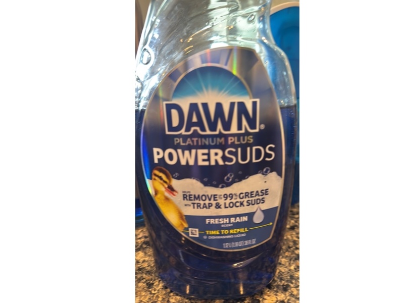 Dawn Platinum Plus PowerSuds Liquid Dish Soap, Fresh Rain, 38 fl oz/1.12 L
