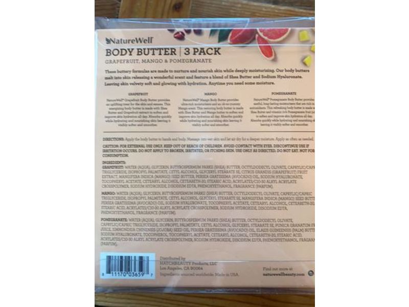 Nature Well Body Butter, Grapefruit, Mango, Pomegranate, 3 Pack