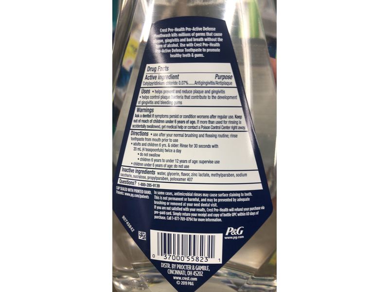 Crest Pro-Health Pro/Active Defense Whole Mouth Clean, Alcohol Free, 33.8 fl oz/1 L