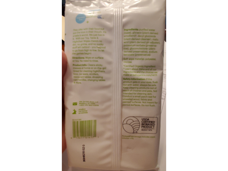 Babyganics Toy, Table + Highchair Wipes, Fragrance Free, 25 Count