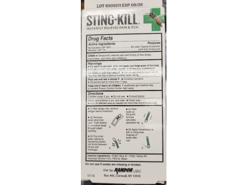 Sting-Kill Relieves Pain & Itch, Maximum Strength, 5 Count, Pack Of 2