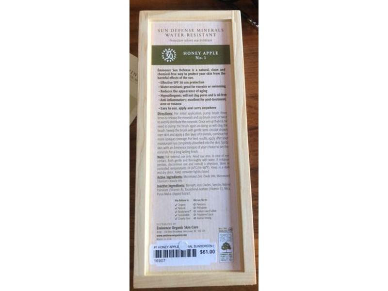 Eminence Sun Defense Minerals Water Resistant Powder, SPF 30, Honey Apple, 8 g