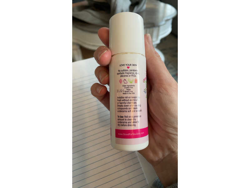 Good For You Girls Aluminum Free Natural Deodorant Roll-On Kids, Teens, Tween, Vegan (Powder Scent) (1)