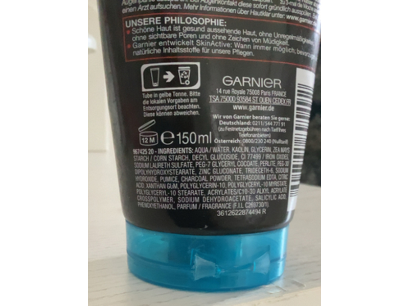 Garnier Skinactive 3 In 1 Skin Clear Cleansing + Peeling + Mask , Charcoal, 150 mL