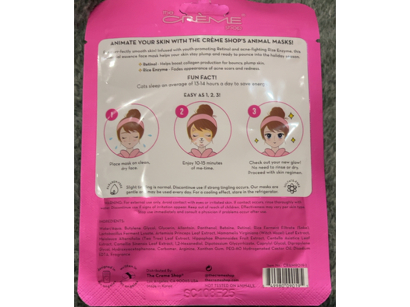 The Cream Shop Be Purr-fect Skin Face Cat Mask, 0.88 oz/25 g
