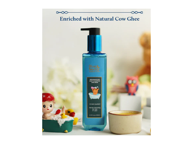 Blue Nectar Briganantadi Baby Shampoo with Ghee, 6.76 fl oz/200 mL