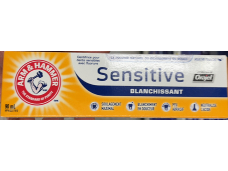 Sensitive Whitening Toothpaste, 90 mL, Arm & Hammer